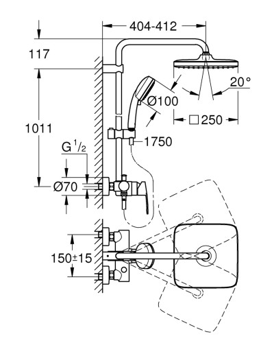 Душова система зі змішувачем для душа Grohe New Tempesta Cosmop. System (26692000)