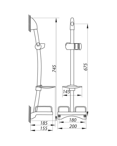 Стойка для душа ZERIX L106TP с мыльницей (без шланга и воронки) (LL1760)