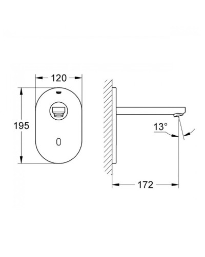 Grohe Euroeco Cosmopolitan E 36410000 змішувач безконтактний для умивальника Bluetooth прихований.