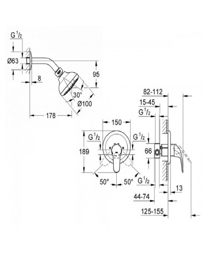 Grohe Euroeco New 26000004 душовий комплект прихованого монтажу (32742000+26088001)