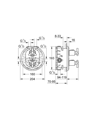 Grohe Atrio 19395000 термостат верхньої монтажної частини для 35500000