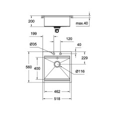 Grohe EX Sink 31583SD0 кухонная мойка K800 (50 cm)