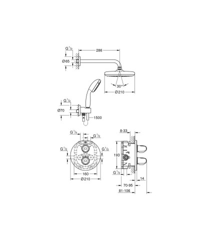 Grohe Grohtherm 1000 34614001 Душова система із системою Tempesta 210