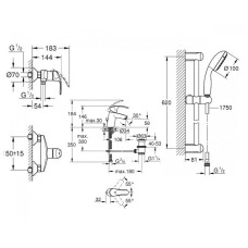 Grohe Eurosmart New комплект 123576 для душа. хром (27853001+33265002+33555002) Акция