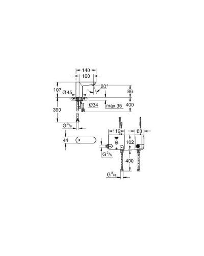 Grohe Euroeco Cosmopolitan E 36384000 змішувач безконтактний для умивальника. 6V