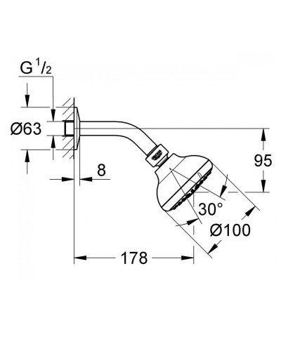 Grohe New Tempesta 100 26088001 набір верхнього душу. 3 режими струменя