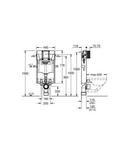 Grohe Uniset 39165000 Модуль інсталяційний для підвісного унітазу