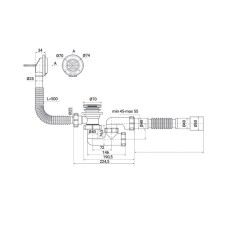 Сифон для ванной ZERIX SV-02-C с ревизией. переливом и выпуском "CLICK-СLACK" (ZX4961)
