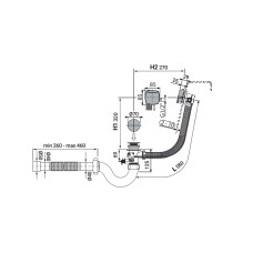 Сифон для ванны ZERIX SV-01-B прямоточный с переливом "полуавтомат" (трос 580 мм) (ZX4959)