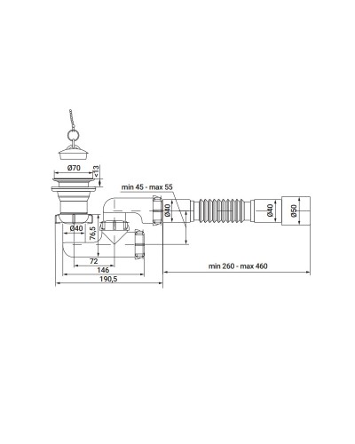 Сифон ZERIX SD-02 для душевого поддона с ревизией и выпуском (ZX4962)