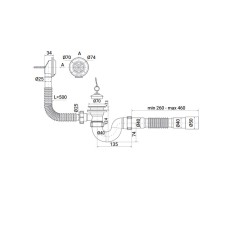 Сифон для ванной ZERIX SV-01-A 1 1/2" прямоточный с выпуском и переливом (ZX4957)