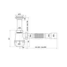 Сифон для кухни ZERIX SK-01-A 1 1/2"x40 с литым выпуском (ZX4950)