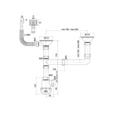 Сифон для кухни ZERIX SK-03-A 3 1/2"x40 с двумя резьбовыми выпусками и отводом для стиральной машины.