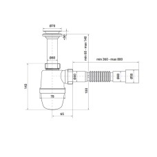 Сифон для умывальника ZERIX SU-02-A 1 1/2"x40 с литым выпуском (ZX4948)