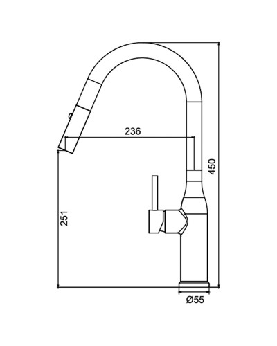 Смеситель кухонный KOER KI-70004-07 (нерж. сталь) (KR3387)