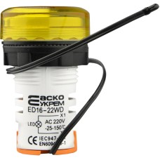 Круглый цифровой измеритель температуры ED16-22WD -25С – 150С (желтый)