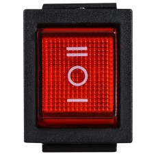 KCD2-203N R/B 220V Переключатель 1 клав. опрокидывающийся красный с подсветкой