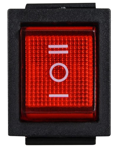 KCD2-203N R/B 220V Переключатель 1 клав. опрокидывающийся красный с подсветкой