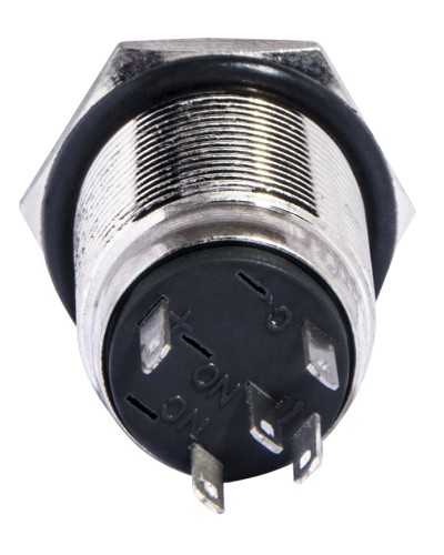 TYJ 16-261 Кнопка металлическая плоская с подсветкой, 1NO+1NC, зеленая 220V.