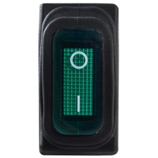 KCD3-101NW GR/B 220V Переключатель 1 клав. влагоза. зеленый с подсветкой