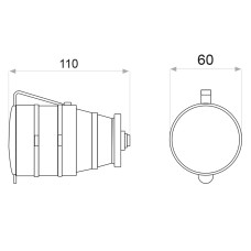 Розетка каучуковая с защитной крышкой 3Р+РЭ 25А IP44