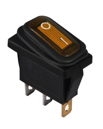 KCD3-101NW YL/B 220V Переключатель 1 клав. влагоза. желтый с подсветкой