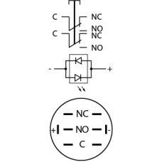 TYJ 19-272 Кнопка металлическая плоская с подсветкой, 2NO+2NC, красная 220V.