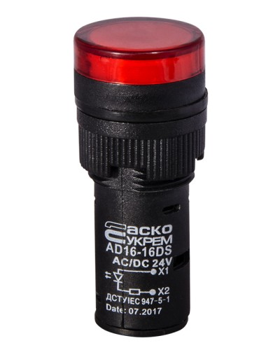 Сигнальная арматура AD16-16DS красная 24V АC/DC