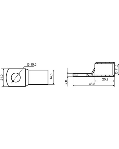 Наконечники без ізоляції мідні луджені SC-70-10