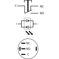 TYJ 16-261 Кнопка металлическая плоская с подсветкой, 1NO+1NC, красная 220V.