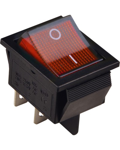 KCD2-201N R/B Переключатель 1 клав. с подсветкой 12 V AC/DC красный
