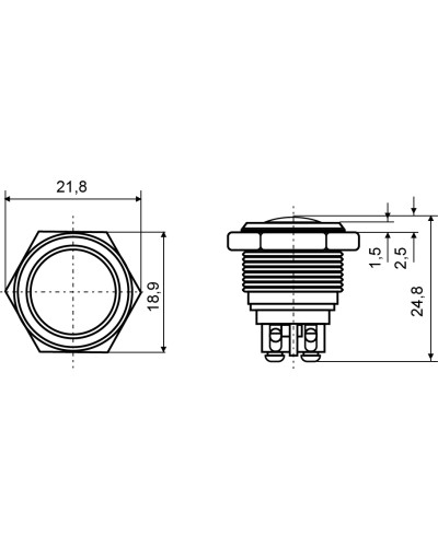 TY 16-231A Scr Кнопка металлическая выпуклая, (винтовое соединение), 1NO.