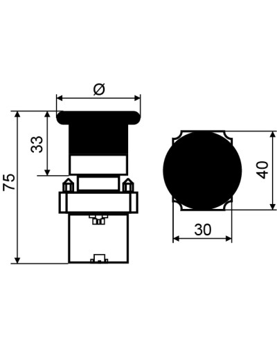 XB2-BS442 Кнопка безопасности. Возврат поворотом. d30mm