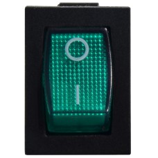 KCD1-2-101N GR/B 220V Переключатель 1 клав. зеленый с подсветкой