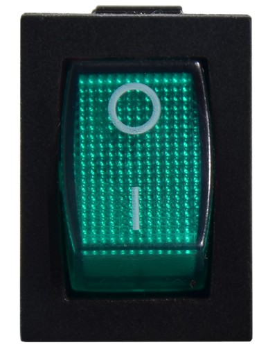 KCD1-2-101N GR/B 220V Переключатель 1 клав. зеленый с подсветкой