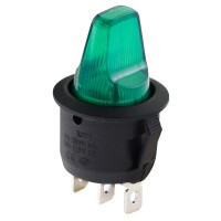 KCD1-5-101NH GR/B 220V Переключатель 1 клав. высокий зеленый с подсветкой