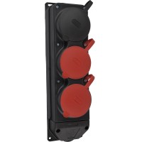 Колодка каучуковая 3Р+РЭ с защитными крышками трехместная (2×25А/1×16A*2P+PE) IP44