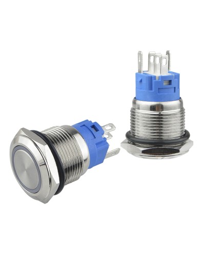 TYJ 19-271 Кнопка металева пласка з підсвічуванням, 1NO+1NC, червона 220V.