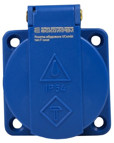 Розетка вбудована тип F серії UCombi 3P 16A IP 54 синя