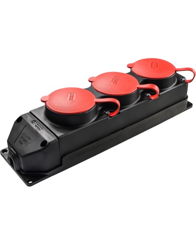 Колодка каучуковая 3Р+РЭ с защитными крышками трехместная (3×25А) IP44
