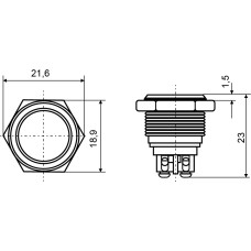 TY 16-211A Scr Кнопка металлическая плоская, (винтовое соединение), 1NO.