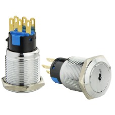 TY 19C-K11/3 Кнопка металлическая с ключом 3-х позиционная 2NO+2NC.
