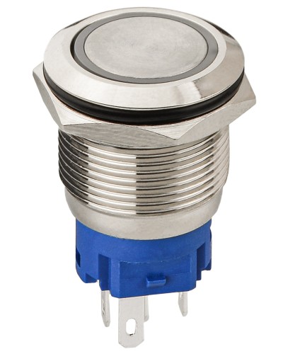 TYJ 19-271 Кнопка металева пласка з підсвічуванням, 1NO+1NC, червона 12V.