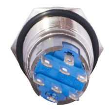 TYJ 19-272 Кнопка металлическая плоская с подсветкой, 2NO+2NC, красная 220V.
