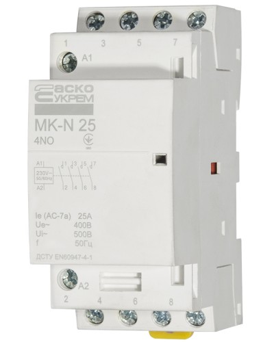Модульный контактор MK-N 4P 25A 4NO 220V