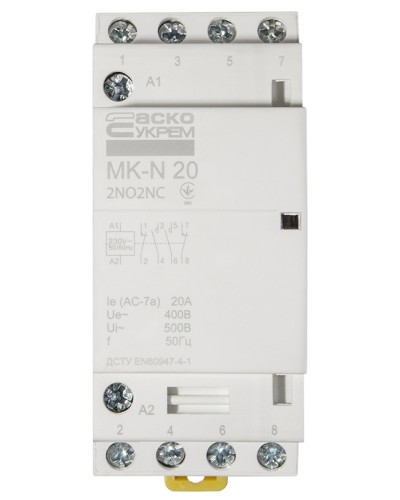 Модульний контактор MK-N 4P 20A 2NO2NC 220V