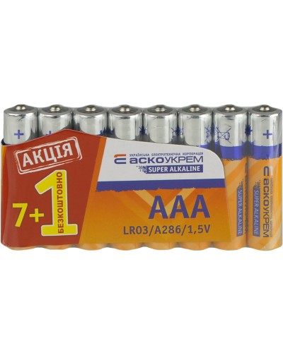 Батарейка щелочная AАА.LR03 АКЦИЯ (shrink 7+1)