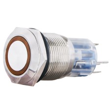 TYJ 19-271 Кнопка металева пласка з підсвічуванням, 1NO+1NC, жовта 220V.