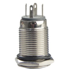 TYJ 16-261 Кнопка металлическая плоская с подсветкой, 1NO+1NC, желтая 220V.
