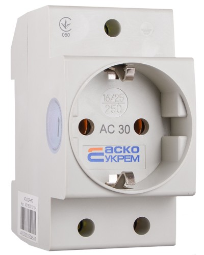 Розетка з заземленням AC30 2Р+РЕ